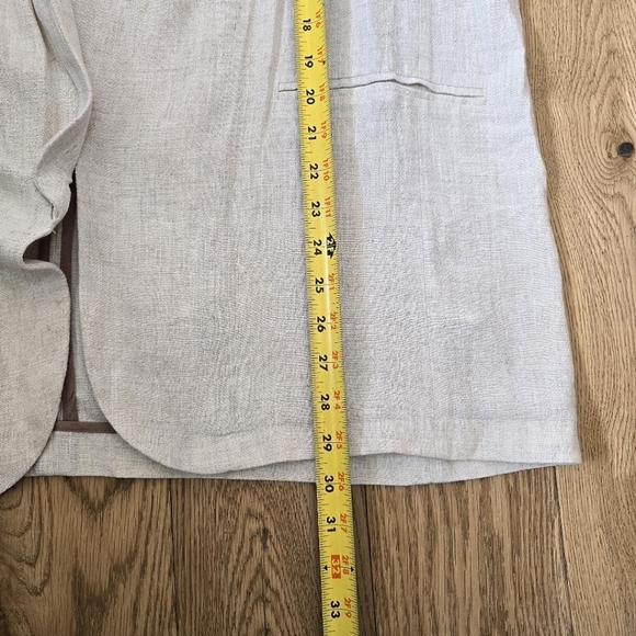 Entro Cream Open Linen Blazer Jacket Size 1x With Shirred Sleeves - Picture 6 of 13